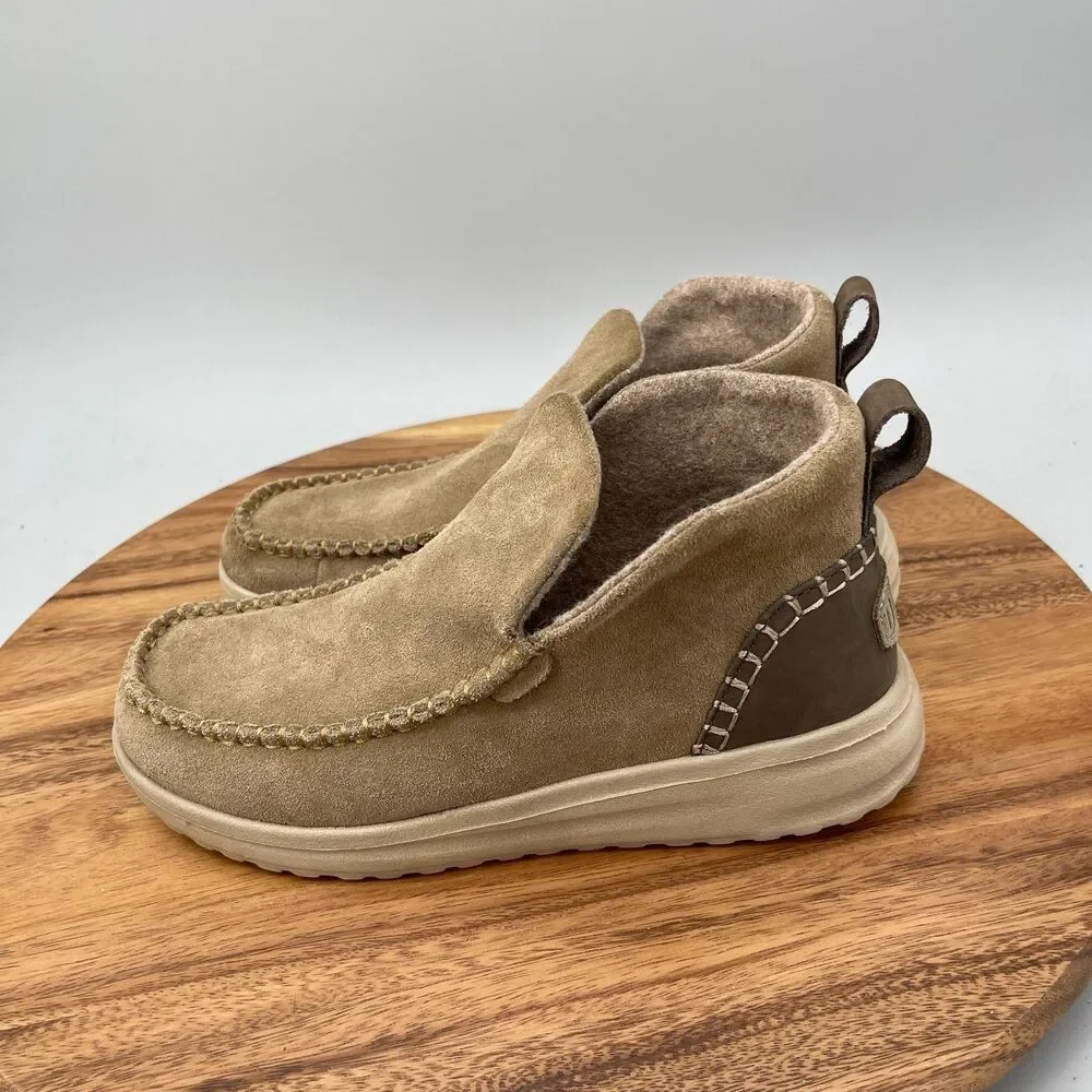 Hey Dude Denny Boots Womens Size 8 Brown Suede Casual Slip On Comfort Bootie